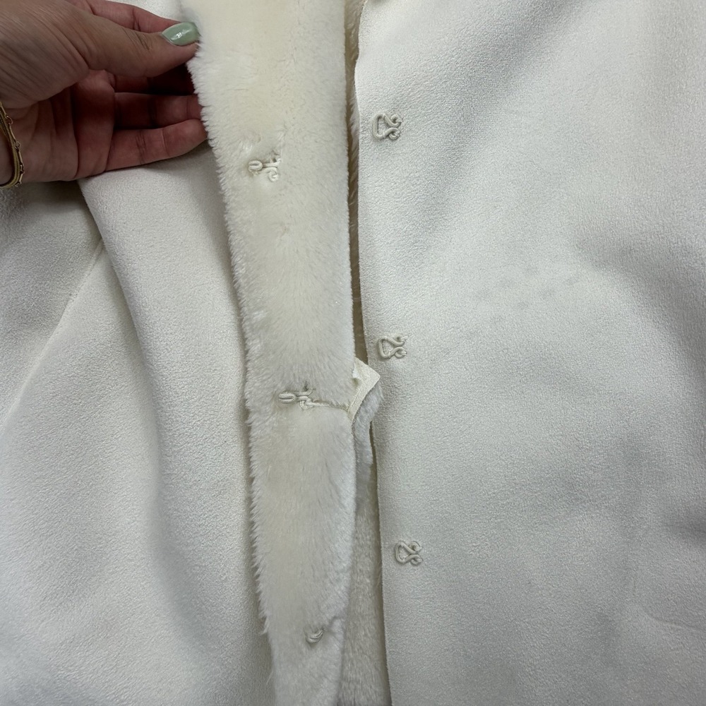Lauren Ralph Lauren Faux Shearling Vest Women's Large Sleeveless Hook Front Coat - Picture 3 of 9